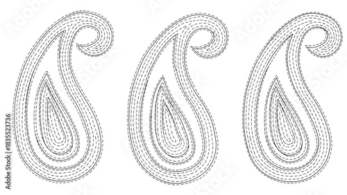 Paisley pattern vector design with traditional textile art elements art