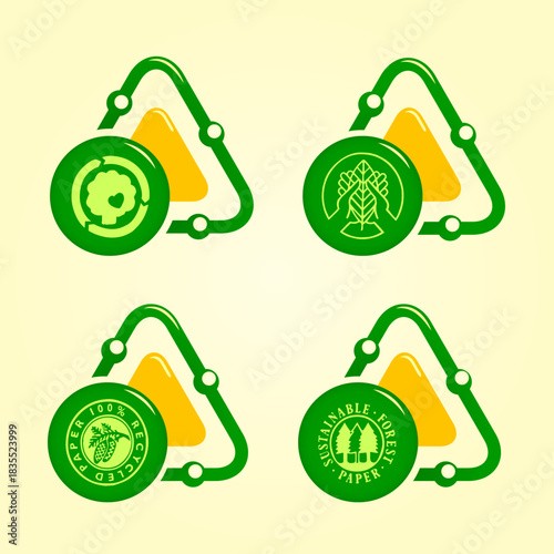 Vector Set of Four Tree Awareness Icons for Environment and Eco