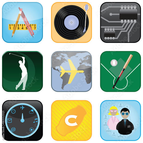 Set of Icons for Mobile Phones, Web Apps, and User Interface Design