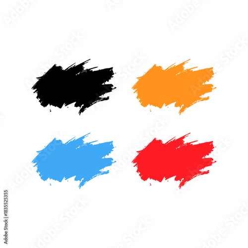Colorful Paint Brush Stroke Set. Abstract Grunge Brush Texture Collection