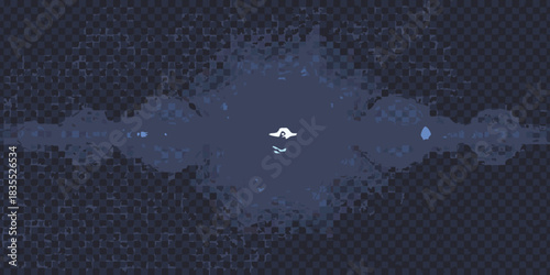 Abstract underwater scene with a diver and checkered background