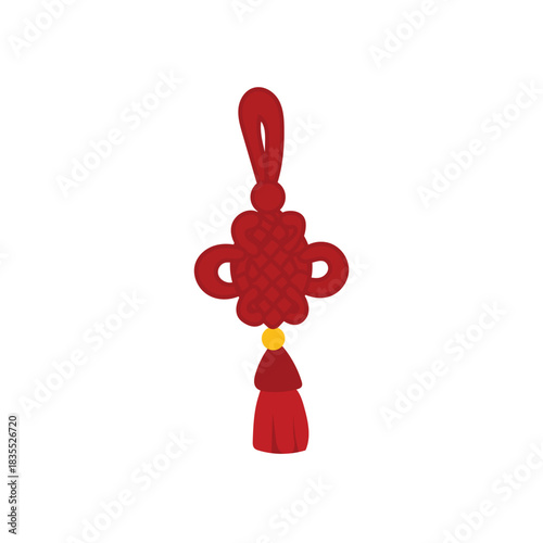 Flat vector red hand fan with bamboo handle, combining Chinese charm and Japanese folding fan style, perfect as a traditional Asian accessory illustration.