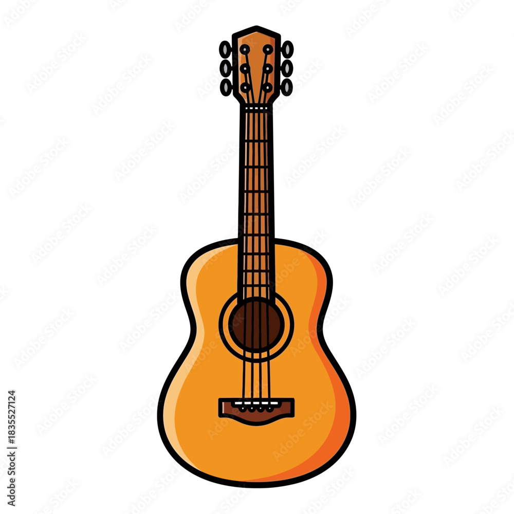 Obraz premium Illustration showcasing a simplistic acoustic guitar design, suitable for creative projects