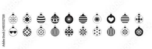Set of new year and winter season ornaments. traditional decoration collection. various decorative elements