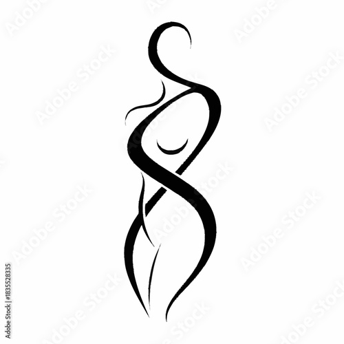 Elegant Silhouette of a Womans Body in Abstract Line Art.
