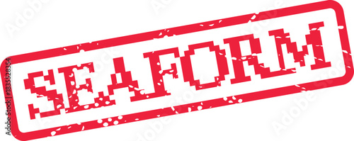 Classic red grunge Seaform rubber stamp impression for product naming or branding