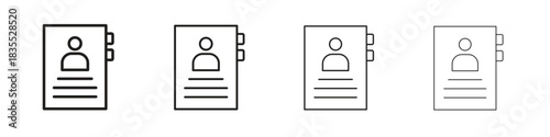 Address book icons graphic. Thin line drawing illustration.