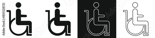 black wheelchair icon, black wheelchair icon set