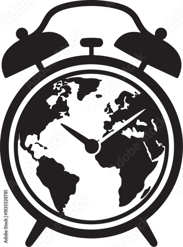 The world map on the clock seems to indicate the end of time, the end of the world.