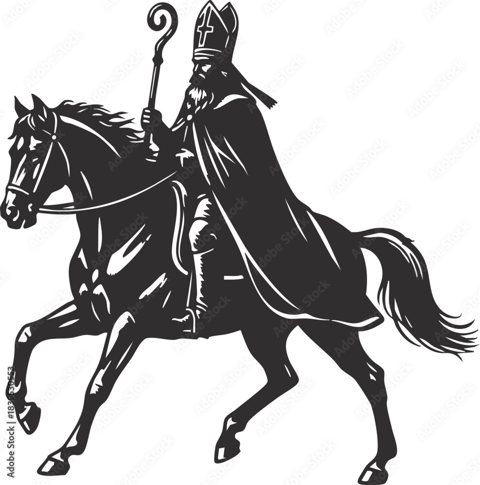 Fototapeta premium Sinterklaas on Horseback Illustration