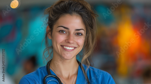 Confident Female Nurse with Stethoscope: Compassionate Care & Professionalism in Modern Medicine
