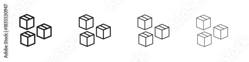 Boxes icons graphic. Thin line drawing illustration.