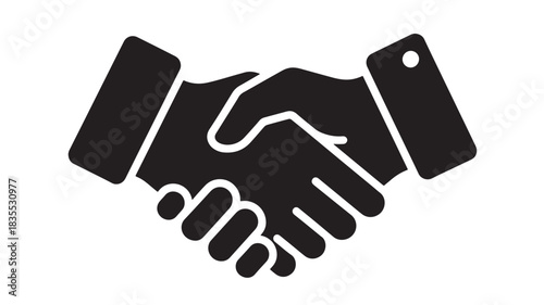 Strong professional handshake icon symbolizing agreement partnership and successful business deal closure in modern minimalist style