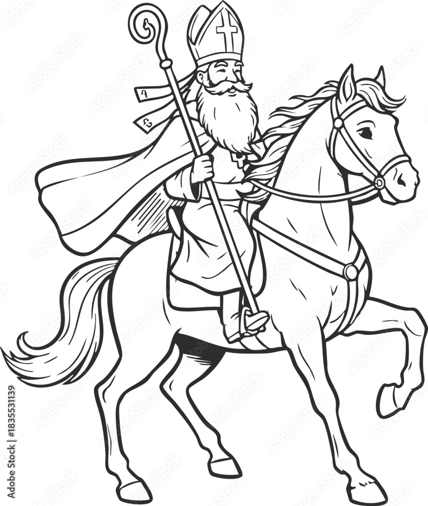 Fototapeta premium Sinterklaas on Horseback Illustration