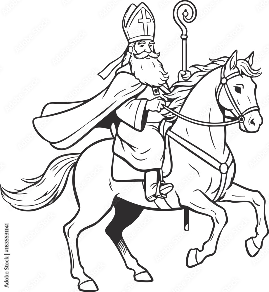 Fototapeta premium Sinterklaas on Horseback Illustration