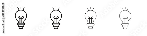 Bulb icons graphic. Thin line drawing illustration.