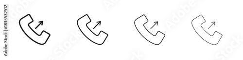 Call outgoing icons graphic. Thin line drawing illustration.