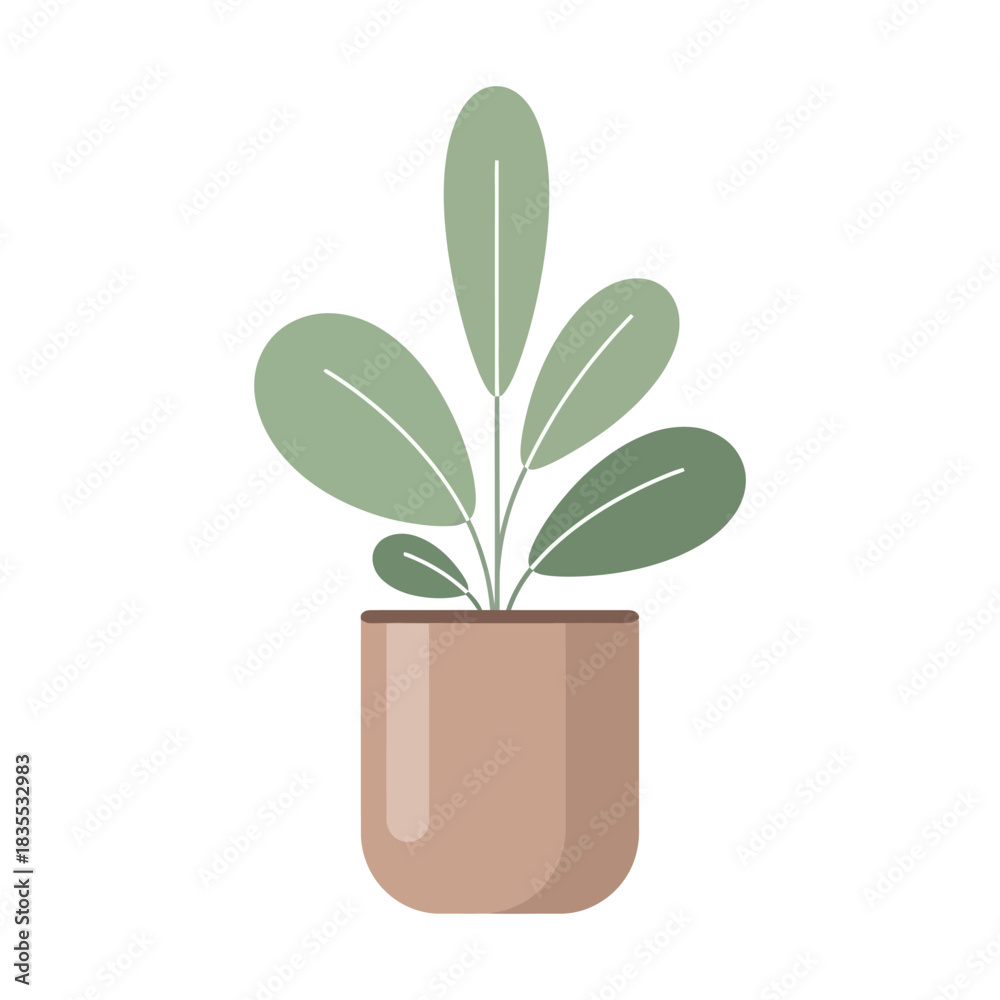 Fototapeta premium Stylized potted plant illustration showcasing pastel colors and minimalist botanical design