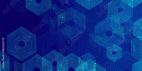 Abstract blue hexagon pattern background for technology or science presentation