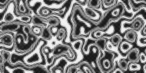 Black and White Halftone Abstract Seamless Pattern. Modern trendy design in Vector Illustration