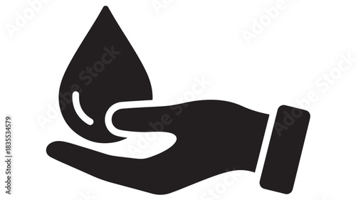 Essential concept of water conservation showing a single drop held carefully in an open human hand symbolizing purity and resource protection