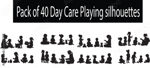 Pack of 40 Day Care Playing Silhouettes
