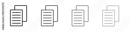 Copy icons graphic. Thin line drawing illustration.
