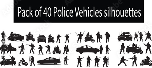 
Pack of 40 Police Vehicles Silhouettes