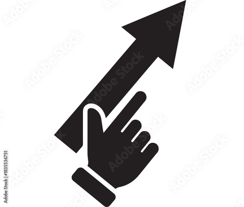 Dynamic upward trending arrow symbol clearly indicating progress and successful interaction in a clean interface design concept