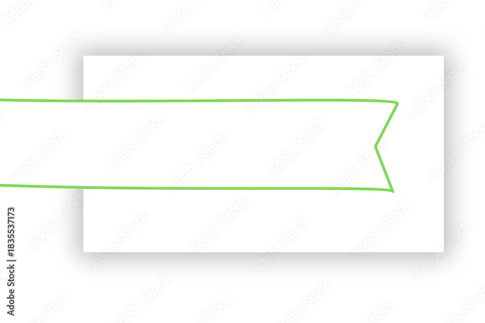 Obraz premium A clean white ribbon banner with a green outline on a white background perfect for adding text or graphics