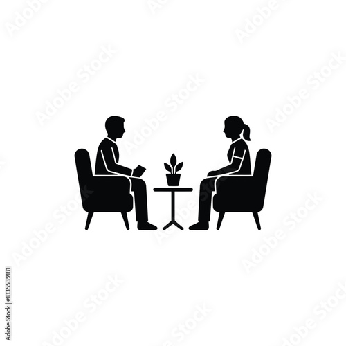 Mental Health Therapy Counseling Session. Psychological Therapy Support Meeting. Calm Mental Wellness Consultation.