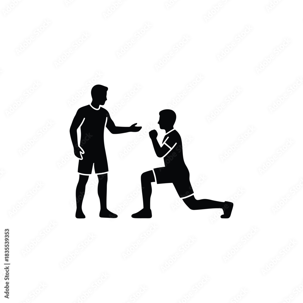 Fototapeta premium Personal Fitness Training Session. Trainer Client Workout Guidance. One-on-One Fitness Coaching.