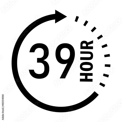 Thirty-nine hour duration clock icon graphic.