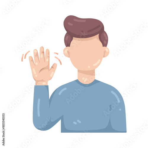 Illustration of Man Waving Hello