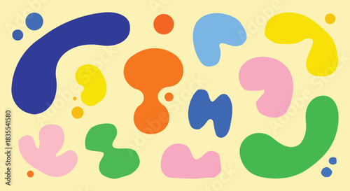 Organic shapes vector illustration set modern design style and colorful palette for creative background layout or decorative art in abstract style
