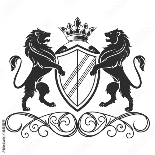 A powerful and regal lion head rendered in a striking silhouette style, perfect for branding and design.