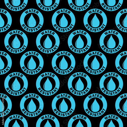Water resistant seamless pattern isolated on black background