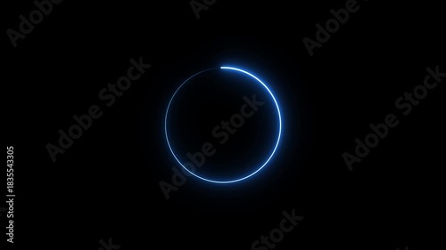 Blue Neon Circle on Black Background abstract glowing