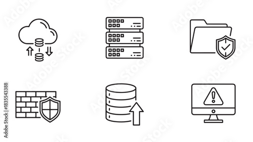 Data Security Technology Illustrated with Cloud Servers Firewall and Other Internet Security Features for Business