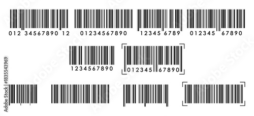 Barcode symbols and scanning codes set on a white background