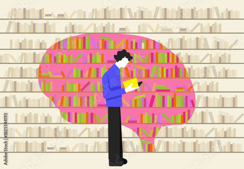 Brain mental library storage illustration