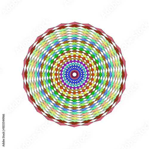 Earth-toned geometric mandala design on white background Keywords: abstract, art, background