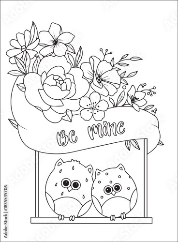 Valentines coloring Page - valentines day, love, heart, hearts, romance, romantic, couple