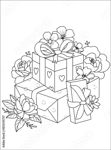 Valentines coloring Page - valentines day, love, heart, hearts, romance, romantic, couple