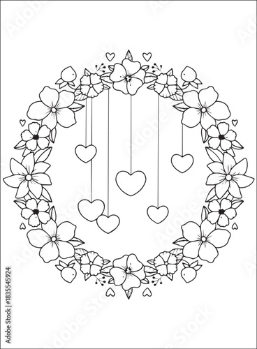 Valentines coloring Page - valentines day, love, heart, hearts, romance, romantic, couple