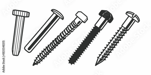 Variety of Screws and Bolts A Comprehensive Illustration for Construction and Design Projects