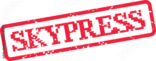 A vibrant red SKYPRESS stamp offers a distinct distressed texture for official notices