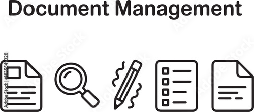 Data management banner web icon coordinates collection. Set of file and document Icons. Simple line art style icons pack. Vector illustration.