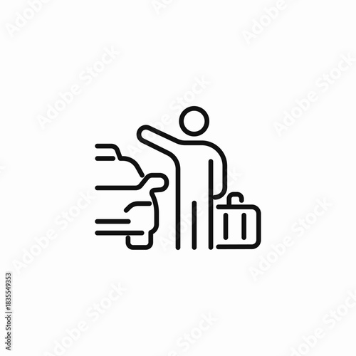 waving passenger getting taxi icon sign vector