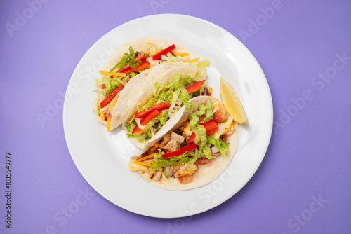 tacos with meat and vegetables - Mexican food style